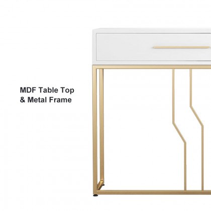 HMR Modern Narrow Console Table with Storage & Drawers - White