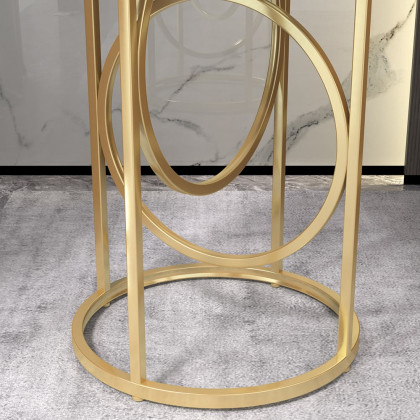 HMR - End Table Marble Top Side Table Metal in White