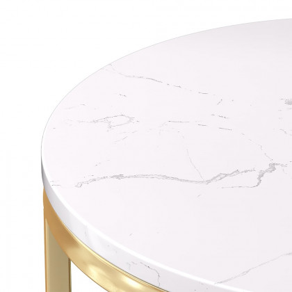 HMR - End Table Marble Top Side Table Metal in White