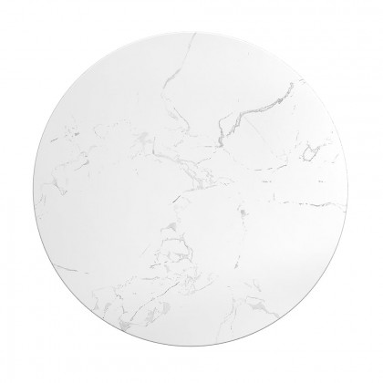 HMR - End Table Marble Top Side Table Metal in White