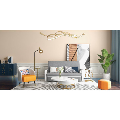HMR - End Table Marble Top Side Table Metal in White