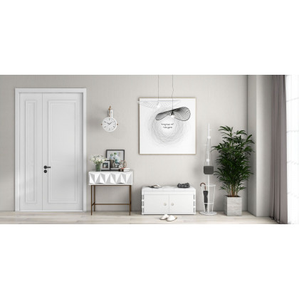 HMR - Modern Console Solid Wood and Metal Table with Drawers in White