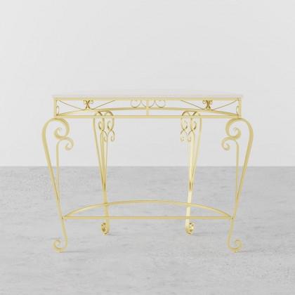 HMR - Modern Metal Console Table with Classical Frame in Gold