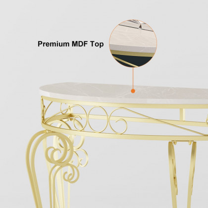 HMR - Modern Metal Console Table with Classical Frame in Gold