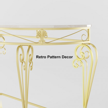 HMR - Modern Metal Console Table with Classical Frame in Gold