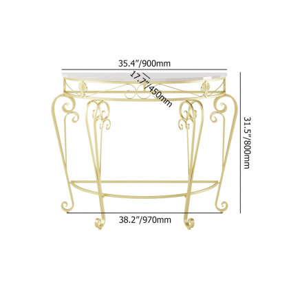 HMR - Modern Metal Console Table with Classical Frame in Gold