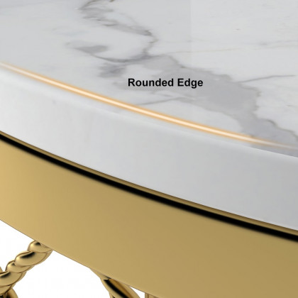 HMR - Round Marble Table with Storage in White
