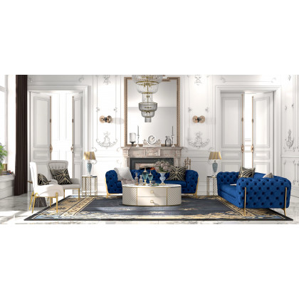 HMR - Round Marble Table with Storage in White