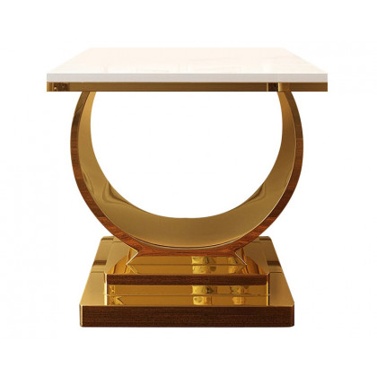 HMR Postmodern End Table with Stainless Steel Base - White