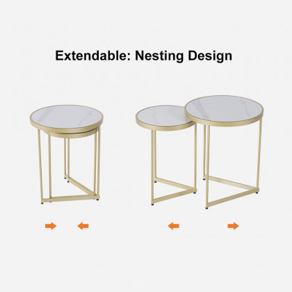 HMR Modern End Table Sets - White, Marble