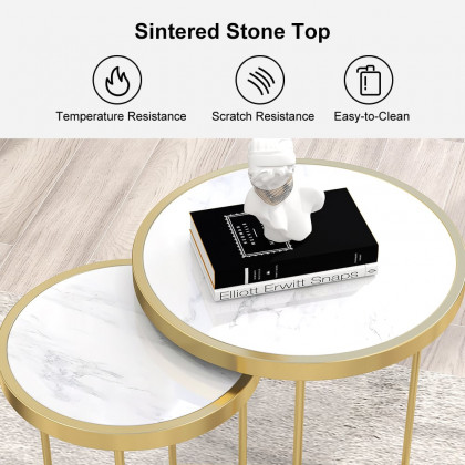 HMR Modern End Table Sets - White, Marble