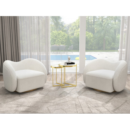 HMR Modern End Table Sets - White, Marble