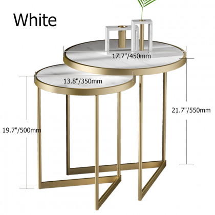 HMR Modern End Table Sets - White, Marble