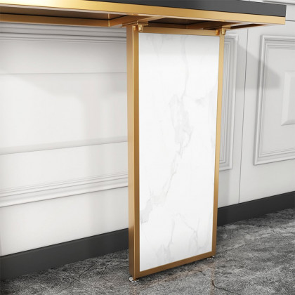 HMR - Modern Rectangular Console Table with Wooden Top 39" in Black and White