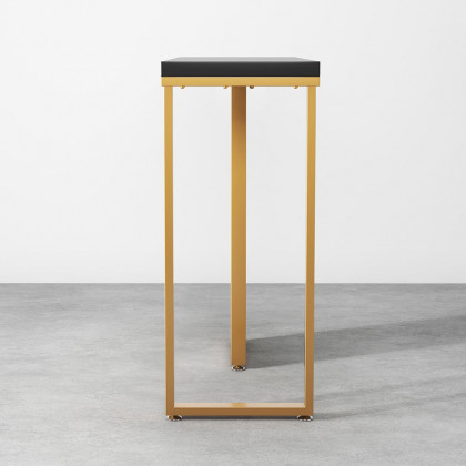 HMR - Modern Rectangular Console Table with Wooden Top 39" in Black and White