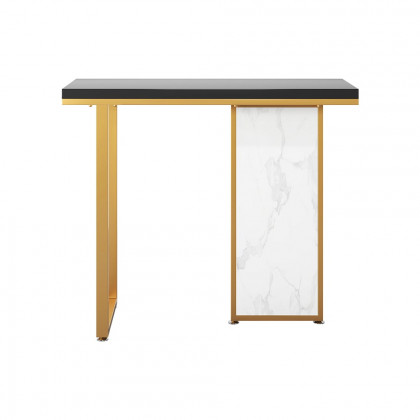 HMR - Modern Rectangular Console Table with Wooden Top 39" in Black and White