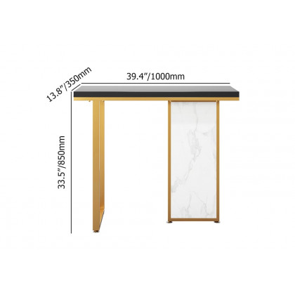 HMR - Modern Rectangular Console Table with Wooden Top 39" in Black and White