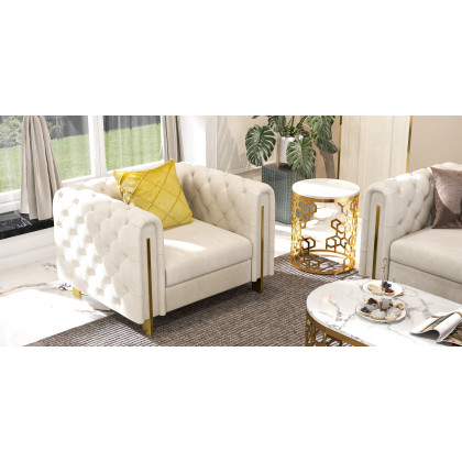 HMR - Currs End Table with Marble Top Side Table in Gold