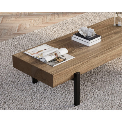 HMR 39" Rustic Rectangular Narrow Coffee Table Wood Top for Small Space - Pine Wood