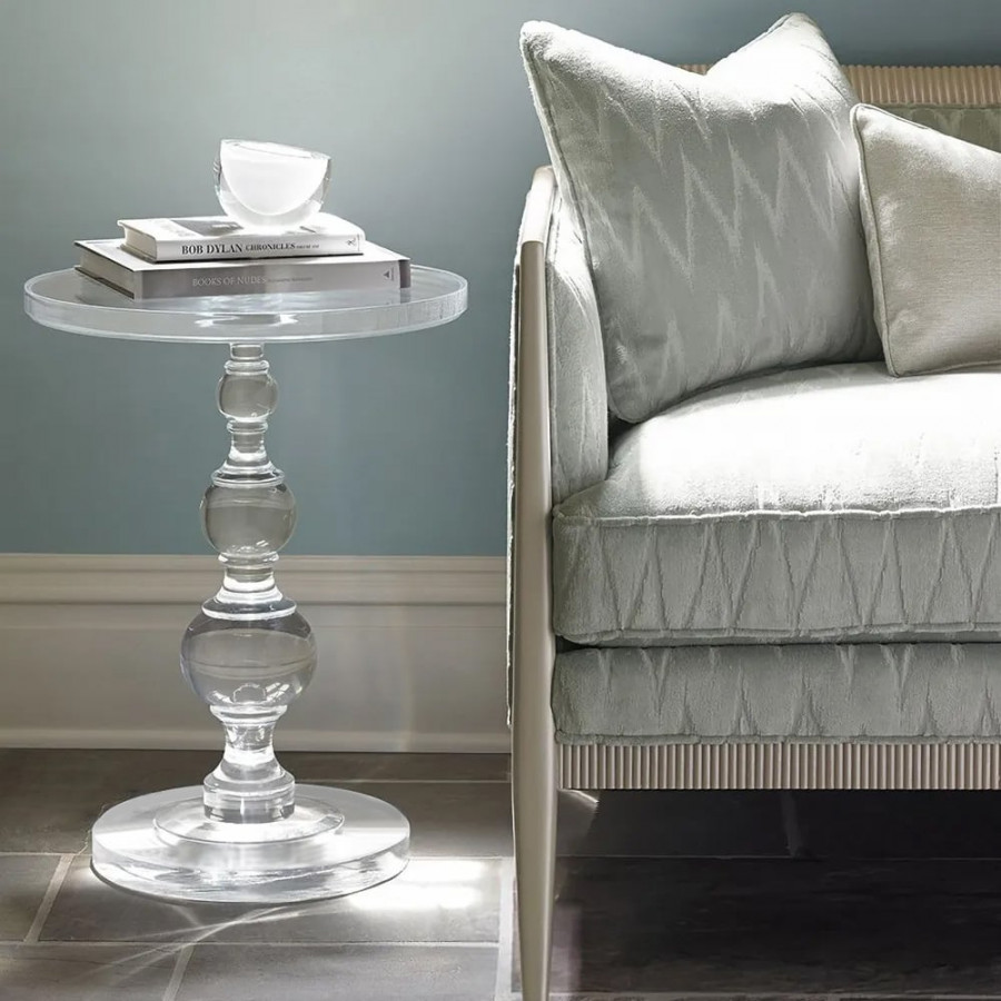 HMR - Modern Round End Table Acrylic Side Table in Clear