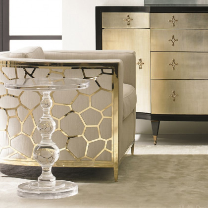 HMR - Modern Round End Table Acrylic Side Table in Clear