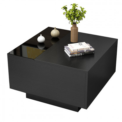 HMR - Wood End Table with Storage in 23.6"H, Black