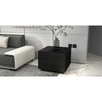 HMR - Wood End Table with Storage in 23.6"H, Black