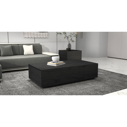 HMR - Wood End Table with Storage in 23.6"H, Black