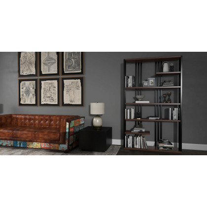 HMR - Wood End Table with Storage in 23.6"H, Black