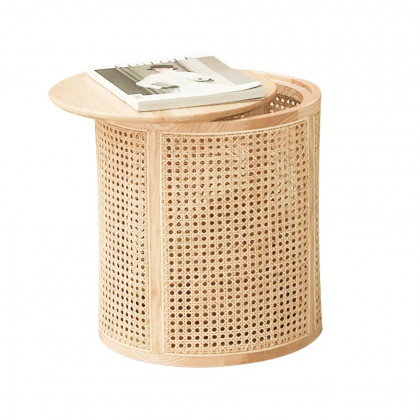 HMR - Round End Table with Storage in Rattan