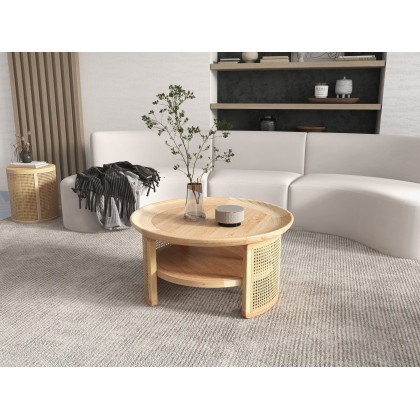 HMR - Round End Table with Storage in Rattan