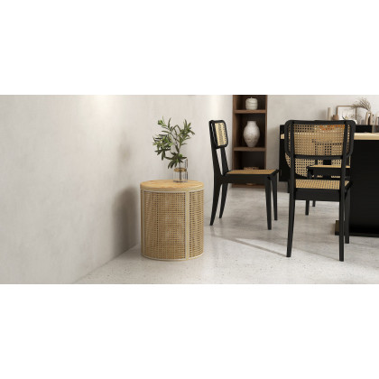 HMR - Round End Table with Storage in Rattan