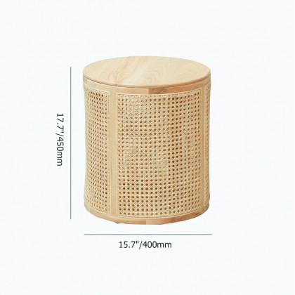 HMR - Round End Table with Storage in Rattan