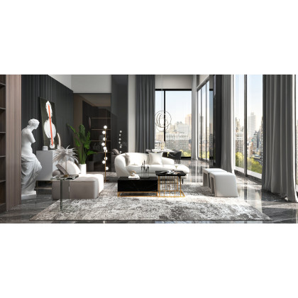 HMR Modern Nesting Coffee Table with Drawers & Shelves (Set of 2) - Black