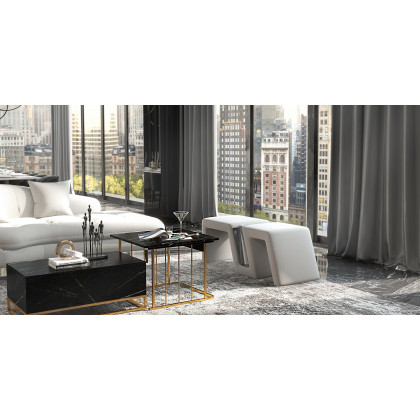 HMR Modern Nesting Coffee Table with Drawers & Shelves (Set of 2) - Black