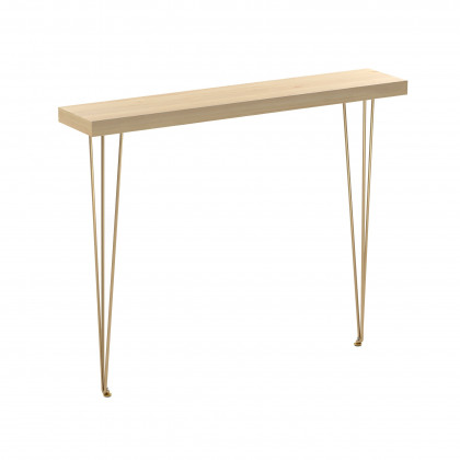 HMR Rustic Narrow Rectangular 39" Console Table with Wooden Top & Metal Legs - Natural
