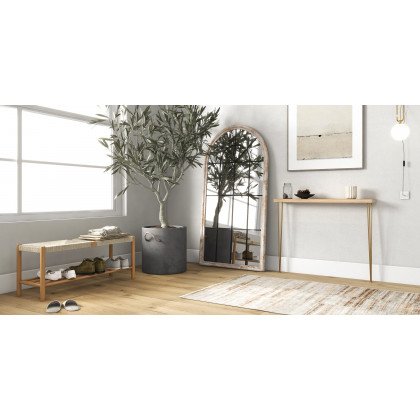 HMR Rustic Narrow Rectangular 39" Console Table with Wooden Top & Metal Legs - Natural