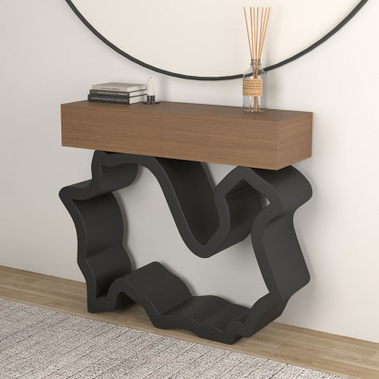 HMR - Modern Console Table with Drawers 39.4" in Black