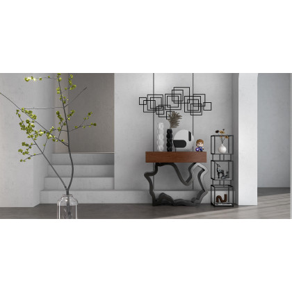 HMR - Modern Console Table with Drawers 39.4" in Black