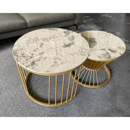 HMR Modern Nesting Coffee Table Set with Sintered Stone Top (Set of 2) - Pandora