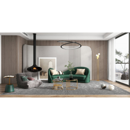 HMR Modern Nesting Coffee Table Set with Sintered Stone Top (Set of 2) - Black