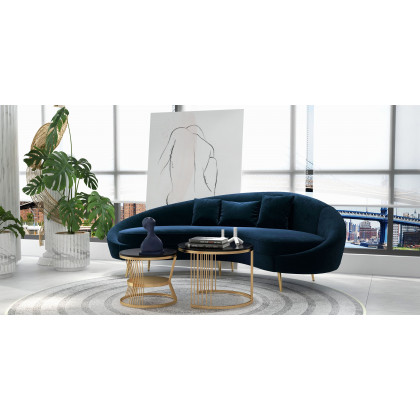 HMR Modern Nesting Coffee Table Set with Sintered Stone Top (Set of 2) - Black