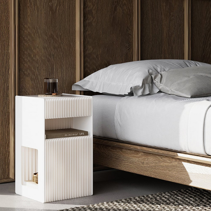 HMR - Foldable End Table with Storage Side Table in White