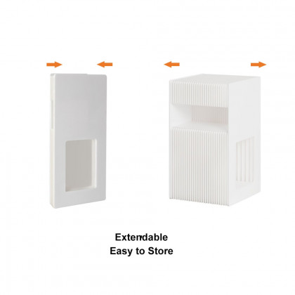 HMR - Foldable End Table with Storage Side Table in White