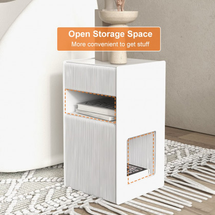 HMR - Foldable End Table with Storage Side Table in White