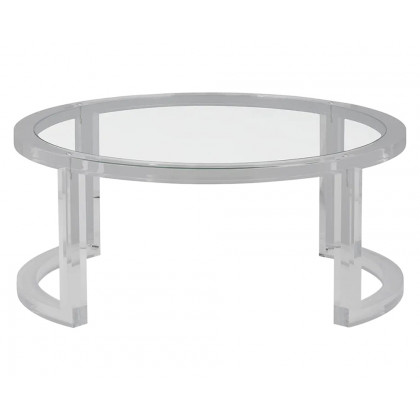 HMR - Round Acrylic Coffee Table with Tempered Glass Top in 31.5"Dia