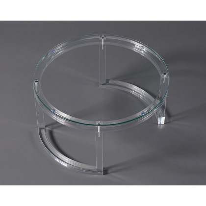 HMR - Round Acrylic Coffee Table with Tempered Glass Top in 31.5"Dia