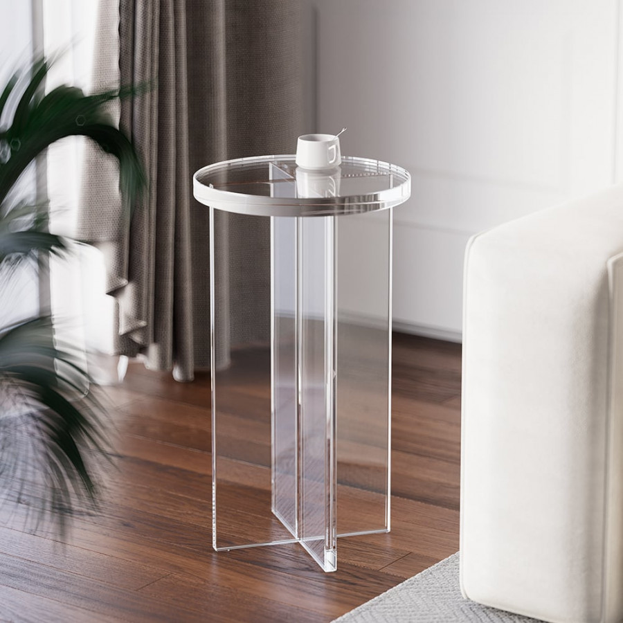 HMR - Round Acrylic End Table in Clear