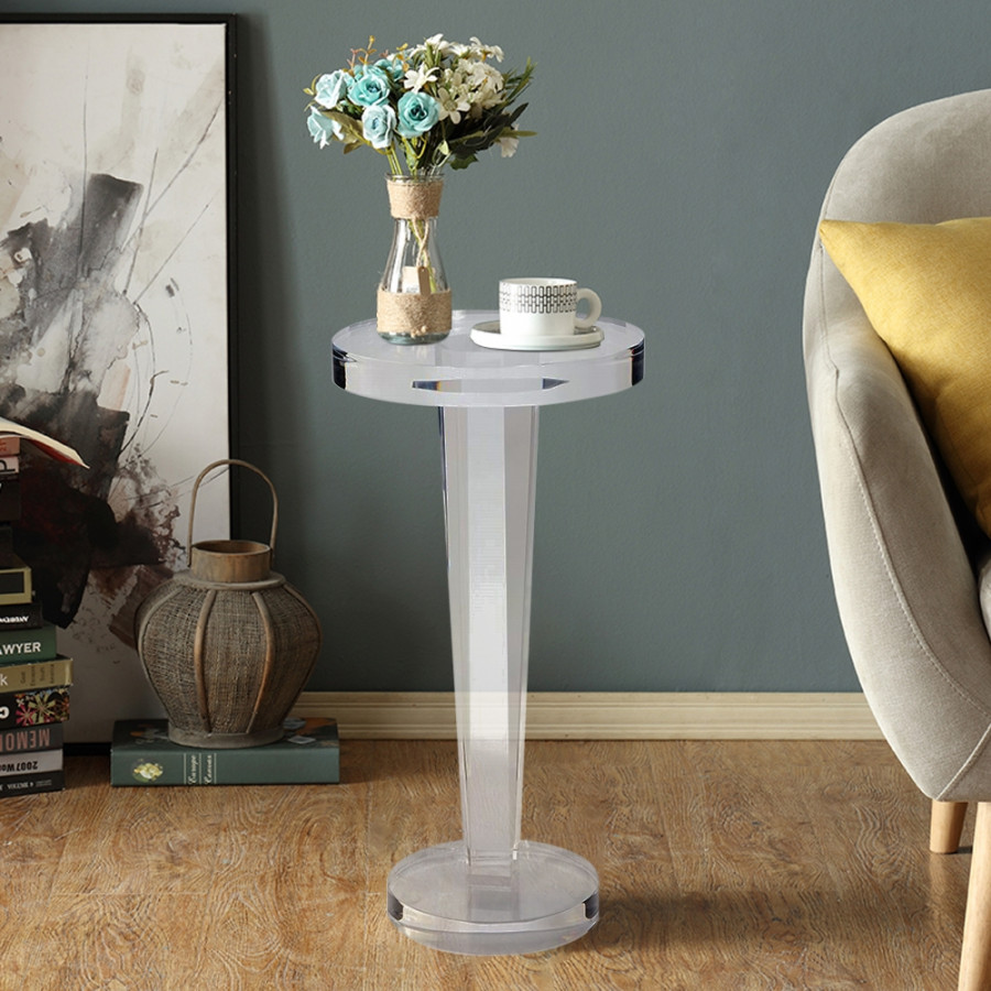 HMR - End Table Modern Clear Side Table in 23.6"H, Acrylic