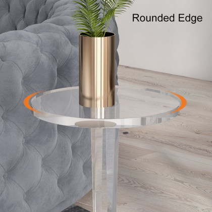 HMR - End Table Modern Clear Side Table in 23.6"H, Acrylic